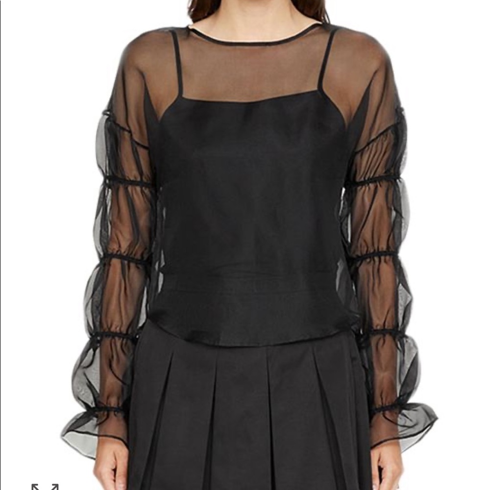 Amanda Uprichard Schmidt Mesh-Detail Silk Bodysuit